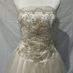 Elegant bridal wedding princess off white Embellished Wedding Dress Y2K
